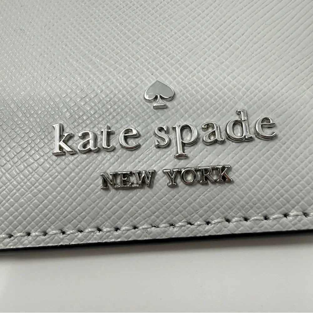 Kate Spade Madison Colorblock Saffiano Leather Slim Cardholder Cream/Plat. Gray